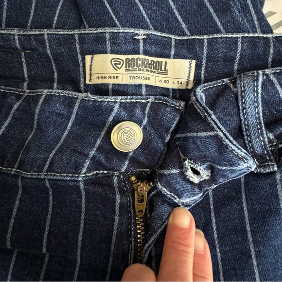 Rock & Roll Denim High Rise Striped Trouser Jeans -Long - Picture 5 of 7